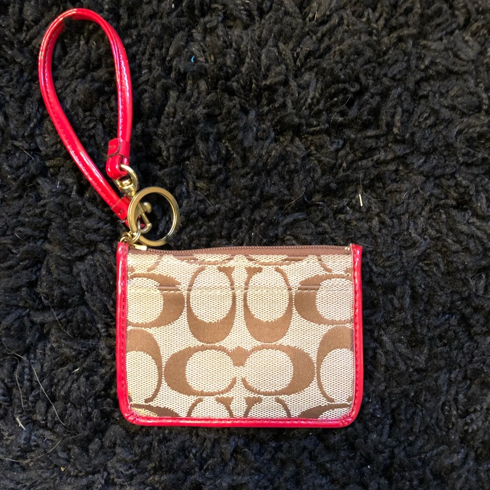 Brown Coach Wallet with Red Accents